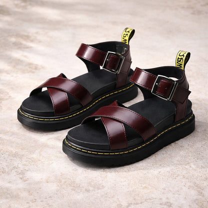 Stylish and Comfortable Women's Leather Platform Sandals | ribuella