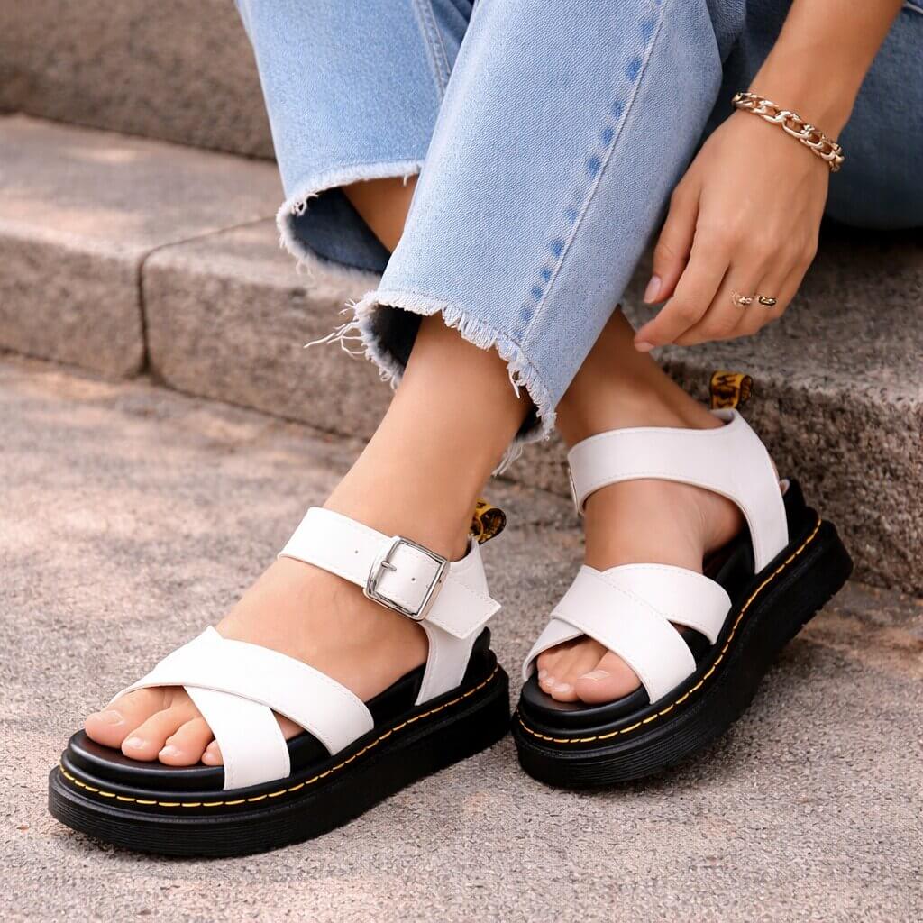 Stylish and Comfortable Women's Leather Platform Sandals | ribuella