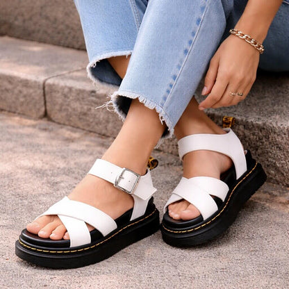 Stylish and Comfortable Women's Leather Platform Sandals | ribuella