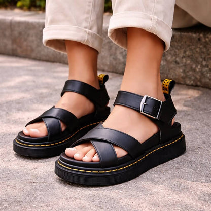 Stylish and Comfortable Women's Leather Platform Sandals | ribuella