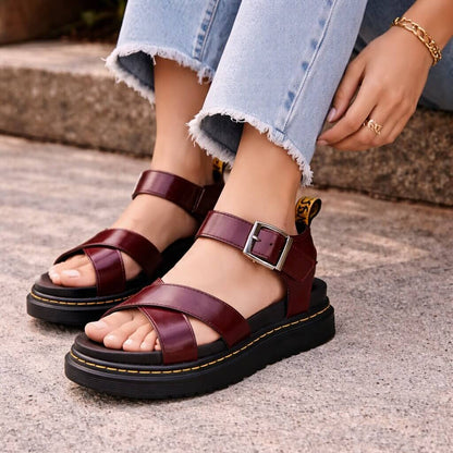 Stylish and Comfortable Women's Leather Platform Sandals | ribuella