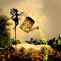 Outdoor Solar Metal Watering Can Garden Light, Cascading Copper LED String