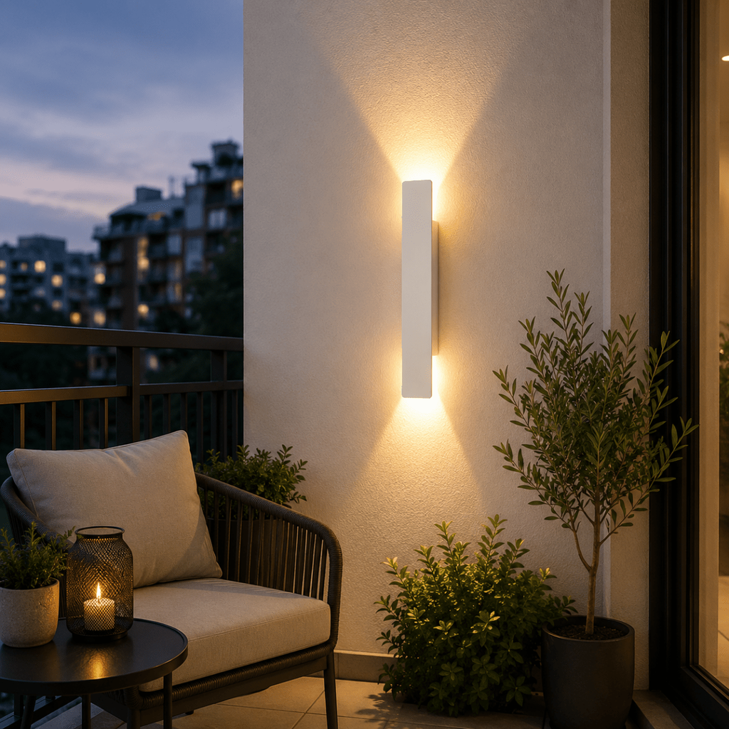 Moderne rektangulær LED-vegglampe — slank profil med lys oppover og nedover
