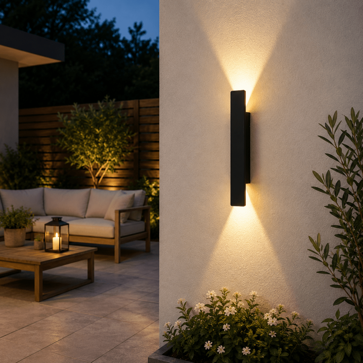 Modern, téglalap alakú LED-es fali lámpa — karcsú kialakítás, felfelé és lefelé irányuló világítás