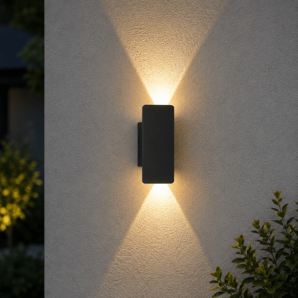 Moderne rektangulær LED-vegglampe — slank profil med lys oppover og nedover