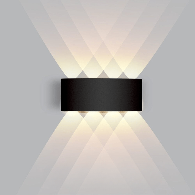 Modern Curved Outdoor Sconce — Waterproof LED, Dual Beam Uplight Downlight