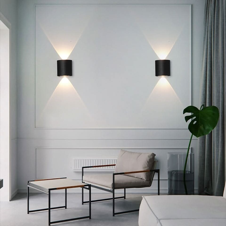 Modern Curved Outdoor Sconce — Waterproof LED, Dual Beam Uplight Downlight