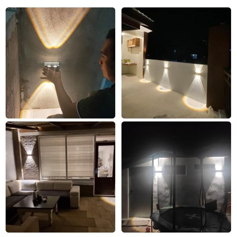 Modern Curved Outdoor Sconce — Waterproof LED, Dual Beam Uplight Downlight