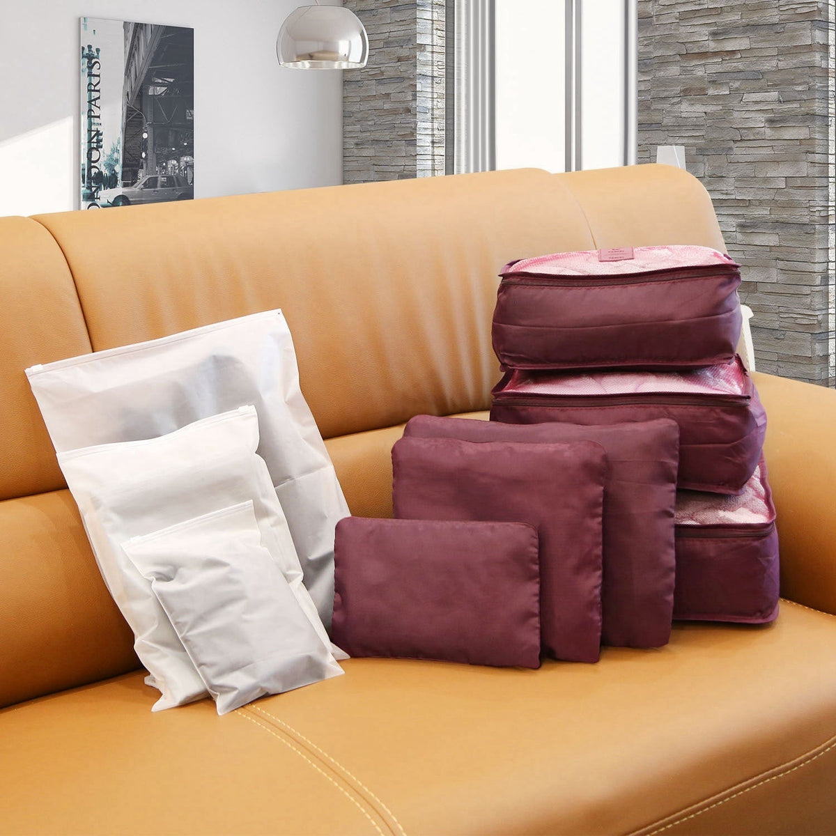 Ensemble de 6 cubes de rangement et sacs de compression : tailles graduées, pochettes compartimentées