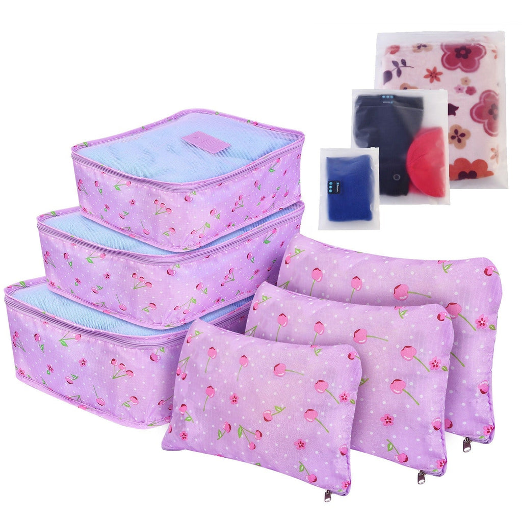 Set van 6 packing cubes en compressiezakken: oplopende maten, zakken met meerdere compartimenten