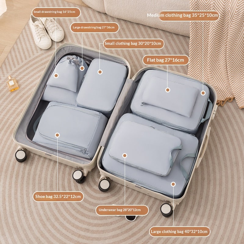 Compression Packing Cubes Luggage Organizer Sets 6 Or 8 Piece Dual Zipper Closure