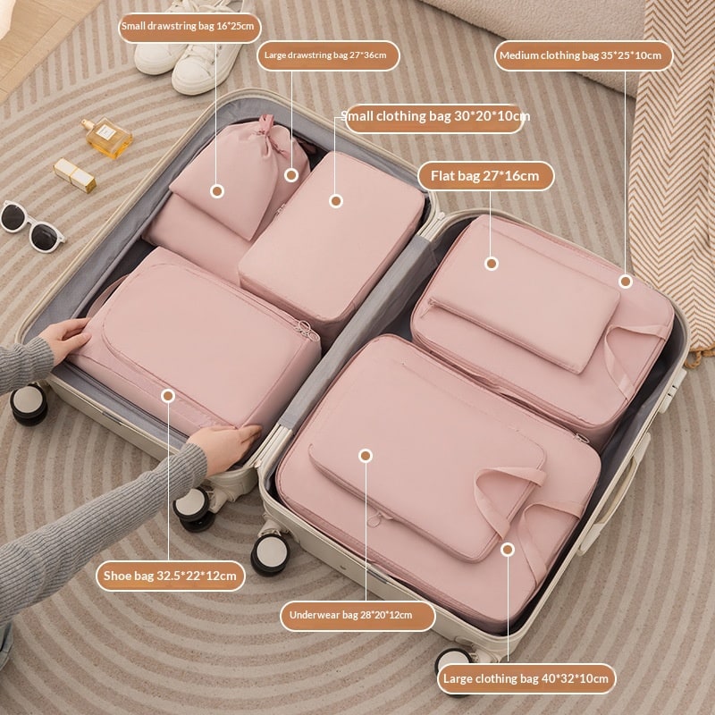 Compression Packing Cubes Luggage Organizer Sets 6 Or 8 Piece Dual Zipper Closure