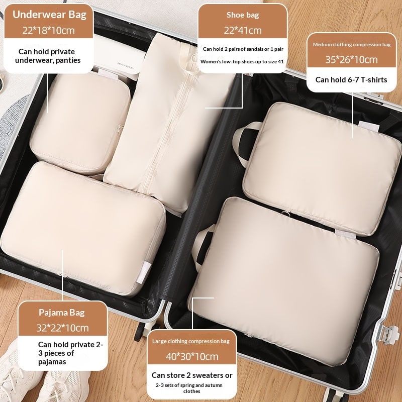 Compression Packing Cubes Luggage Organizer Sets 6 Or 8 Piece Dual Zipper Closure