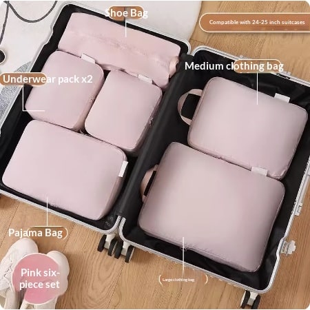 Compression Packing Cubes Luggage Organizer Sets 6 Or 8 Piece Dual Zipper Closure