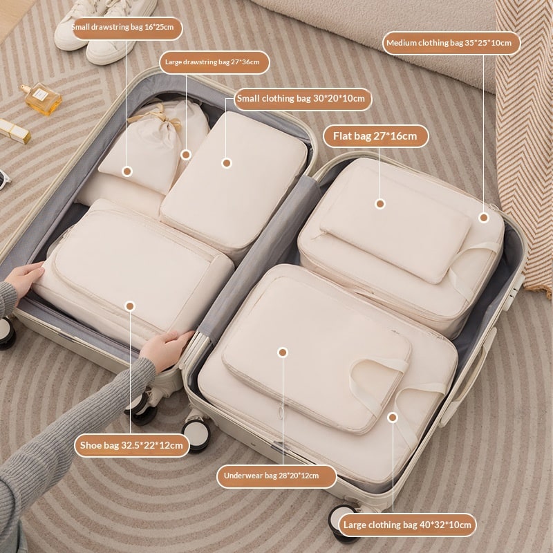 Compression Packing Cubes Luggage Organizer Sets 6 Or 8 Piece Dual Zipper Closure