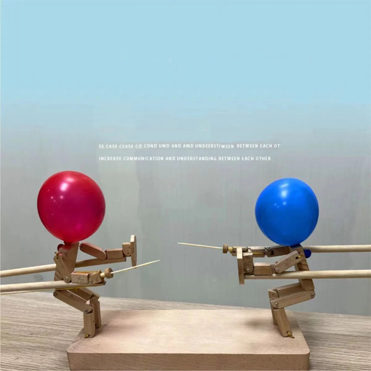 Wooden Balloon Pop Battle Fencing Game Puppet Fighters