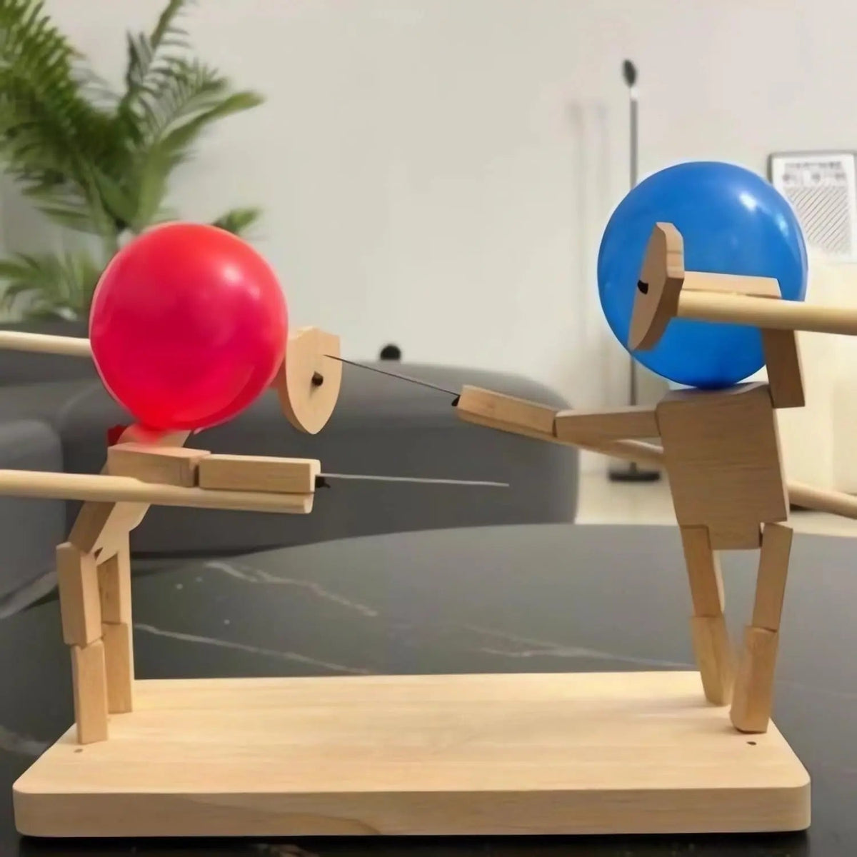 Wooden Balloon Pop Battle Fencing Game Puppet Fighters
