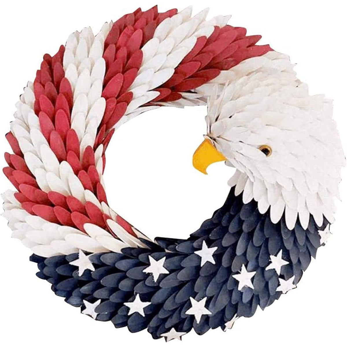 Ronde patriottische krans met Amerikaanse zeearend, rood-witte strepen en blauwe sterrand