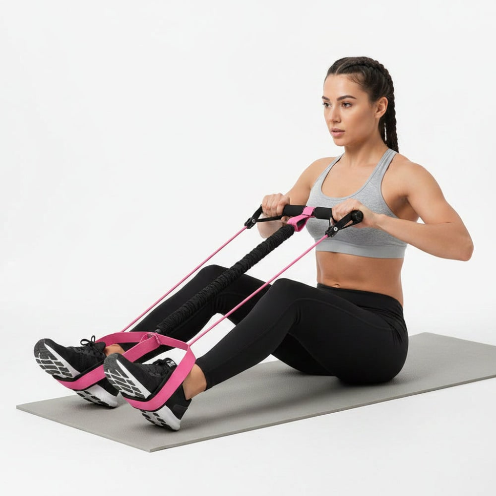 Pedal Resistance Band — Foam Handlebar Padded Foot Straps Metal Connectors