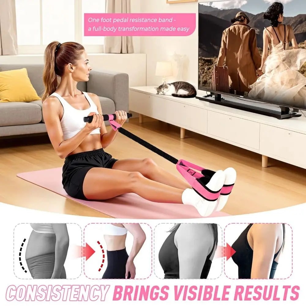 Pedal Resistance Band — Foam Handlebar Padded Foot Straps Metal Connectors