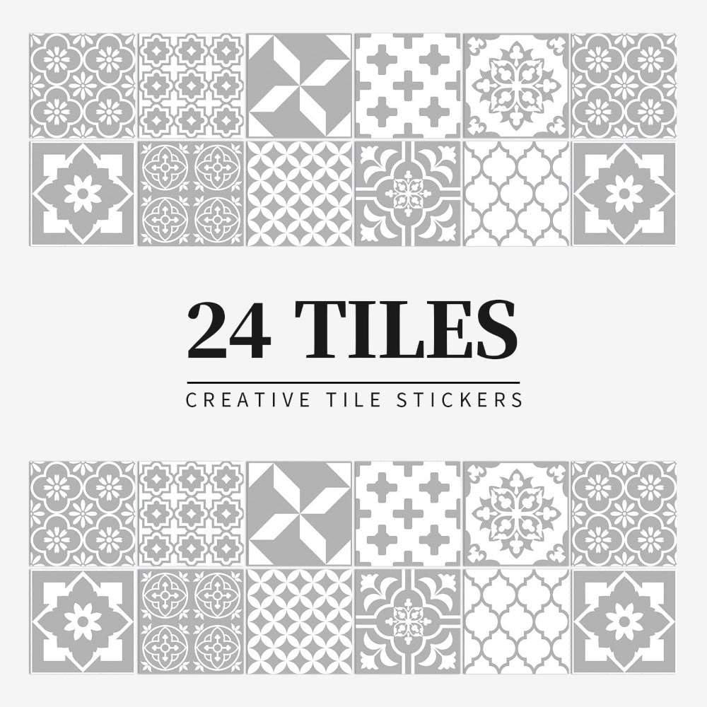 Self Adhesive Mandala Peel And Stick Tile Wall Stickers - 24 Pack