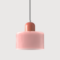 Nowoczesna lampa wisząca w stylu mid-century - dwupoziomowy klosz z matowego szkła, ciepłe białe rozproszone światło