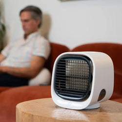 Tragbarer persönlicher Luftkühlerventilator, platzsparendes Design, schneller Luftstrom zur Schreibtischkühlung