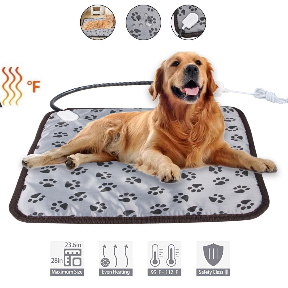 Electric Pet Heating Pad, Waterproof Cord Sleeve, Adjustable Temperature Control
