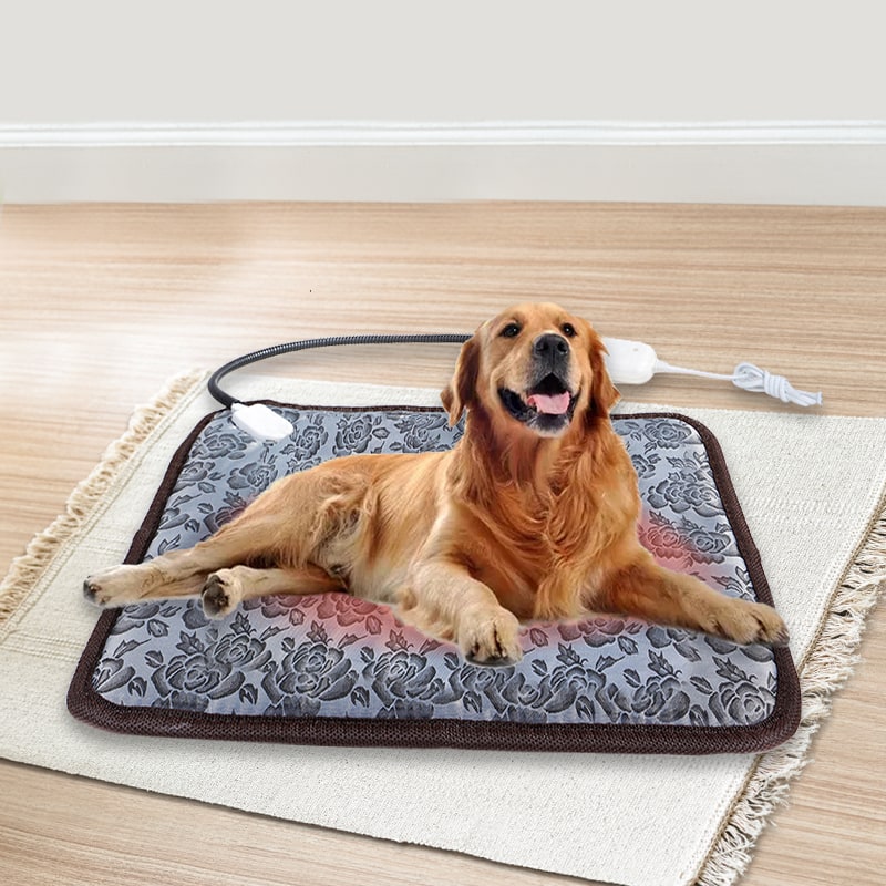 Electric Pet Heating Pad, Waterproof Cord Sleeve, Adjustable Temperature Control