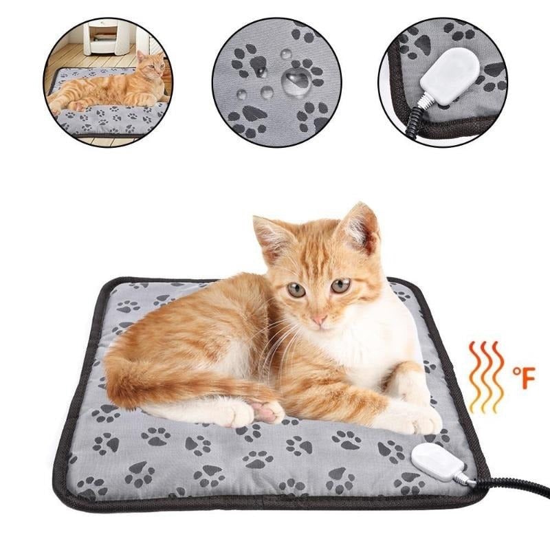 Electric Pet Heating Pad, Waterproof Cord Sleeve, Adjustable Temperature Control