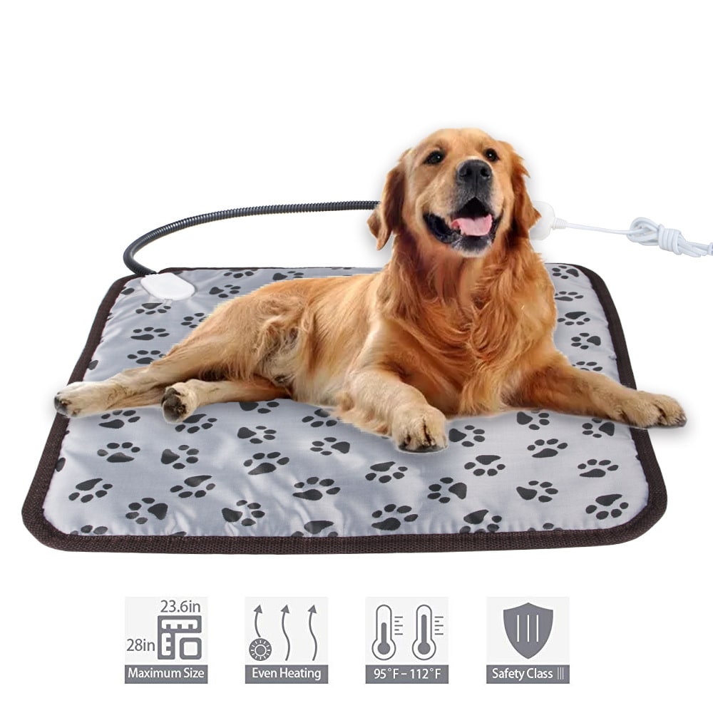 Electric Pet Heating Pad, Waterproof Cord Sleeve, Adjustable Temperature Control