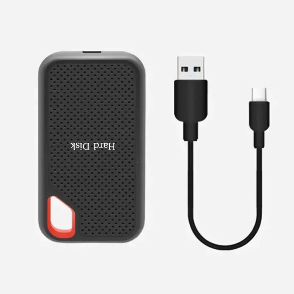 1TBポータブル外付けSSD — USB-C接続 一体型ランヤードループ