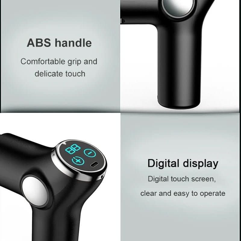 Hordozható kézi mélyszöveti masszázspisztoly digitális kijelzővel, USB-C-s újratölthető akkumulátorral