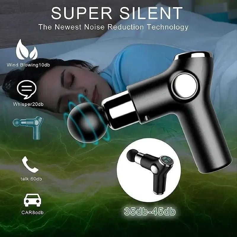 Hordozható kézi mélyszöveti masszázspisztoly digitális kijelzővel, USB-C-s újratölthető akkumulátorral
