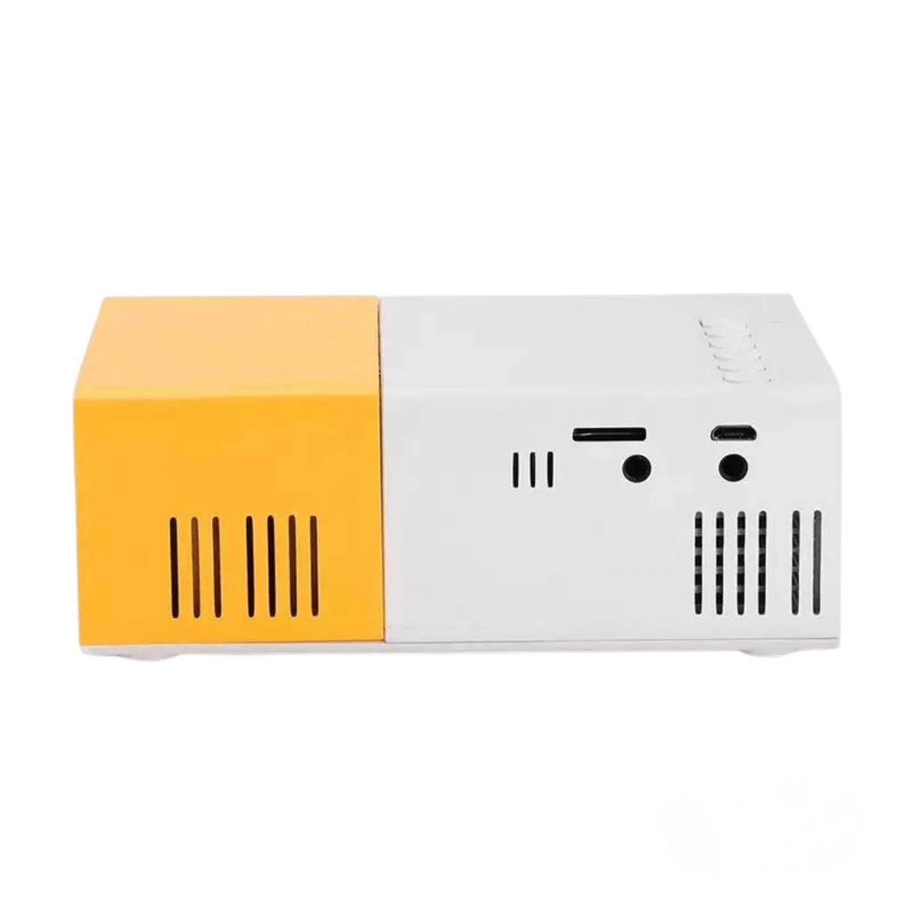 Mini projetor LED compacto e portátil, focagem manual, porta Micro USB, de bolso