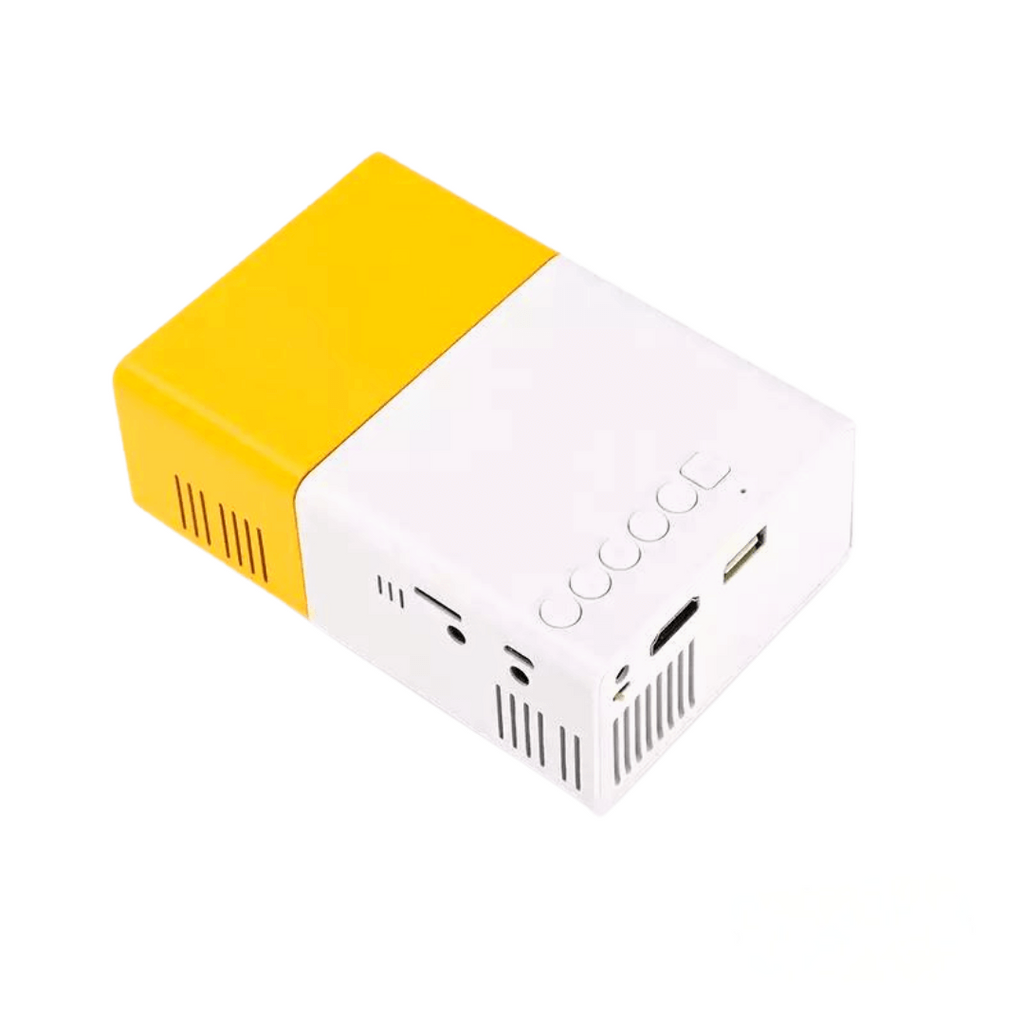 Mini projetor LED compacto e portátil, focagem manual, porta Micro USB, de bolso