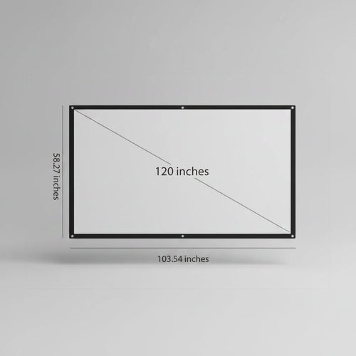 120-Inch Portable Foldable Projection Screen — White Fabric, Metal Grommets