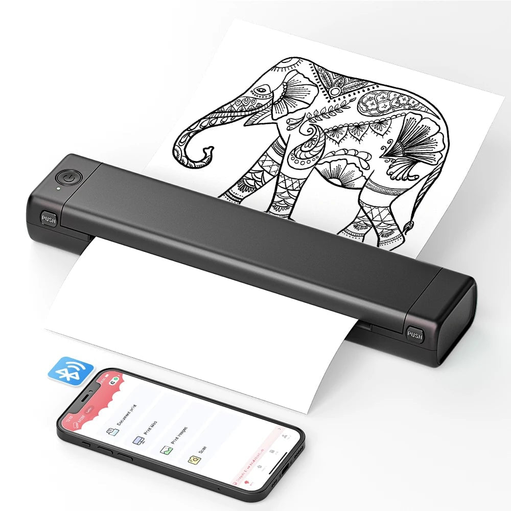 Portable Wireless Thermal Printer Bluetooth Usb Ready For A4 Smartphones