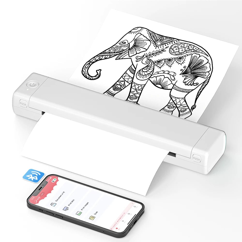 Portable Wireless Thermal Printer Bluetooth Usb Ready For A4 Smartphones