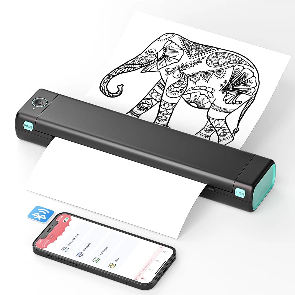 Portable Wireless Thermal Printer Bluetooth Usb Ready For A4 Smartphones
