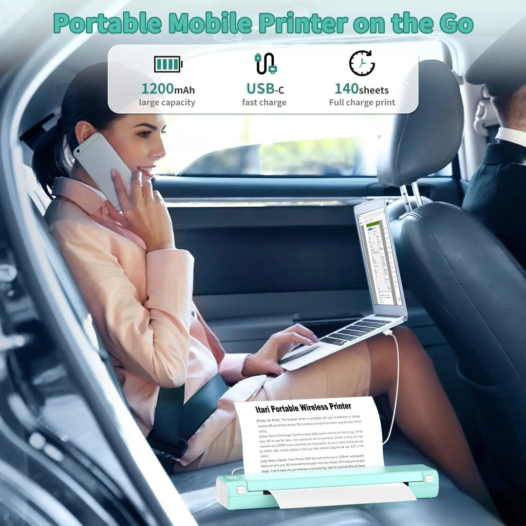 Portable Wireless Thermal Printer Bluetooth Usb Ready For A4 Smartphones
