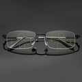 Progressive Multifocal Reading Glasses Metal Rimless Rectangular Blue Light Blocking