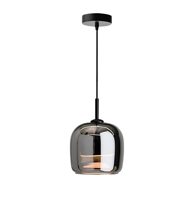 Justerbar nordisk pendellampe med mørk glasskærm til loftmontering