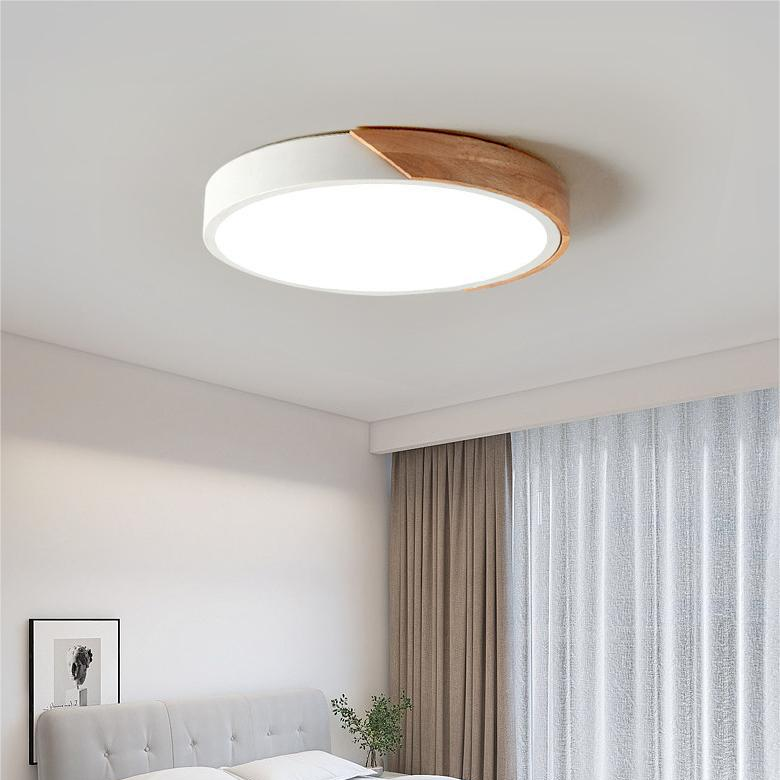 Luz de teto redonda fina, silhueta moderna e minimalista e brilho ambiente suave e quente