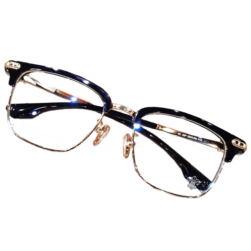 Browline Reading Glasses - Adjustable Bridge, Gold And Black Metal Frame