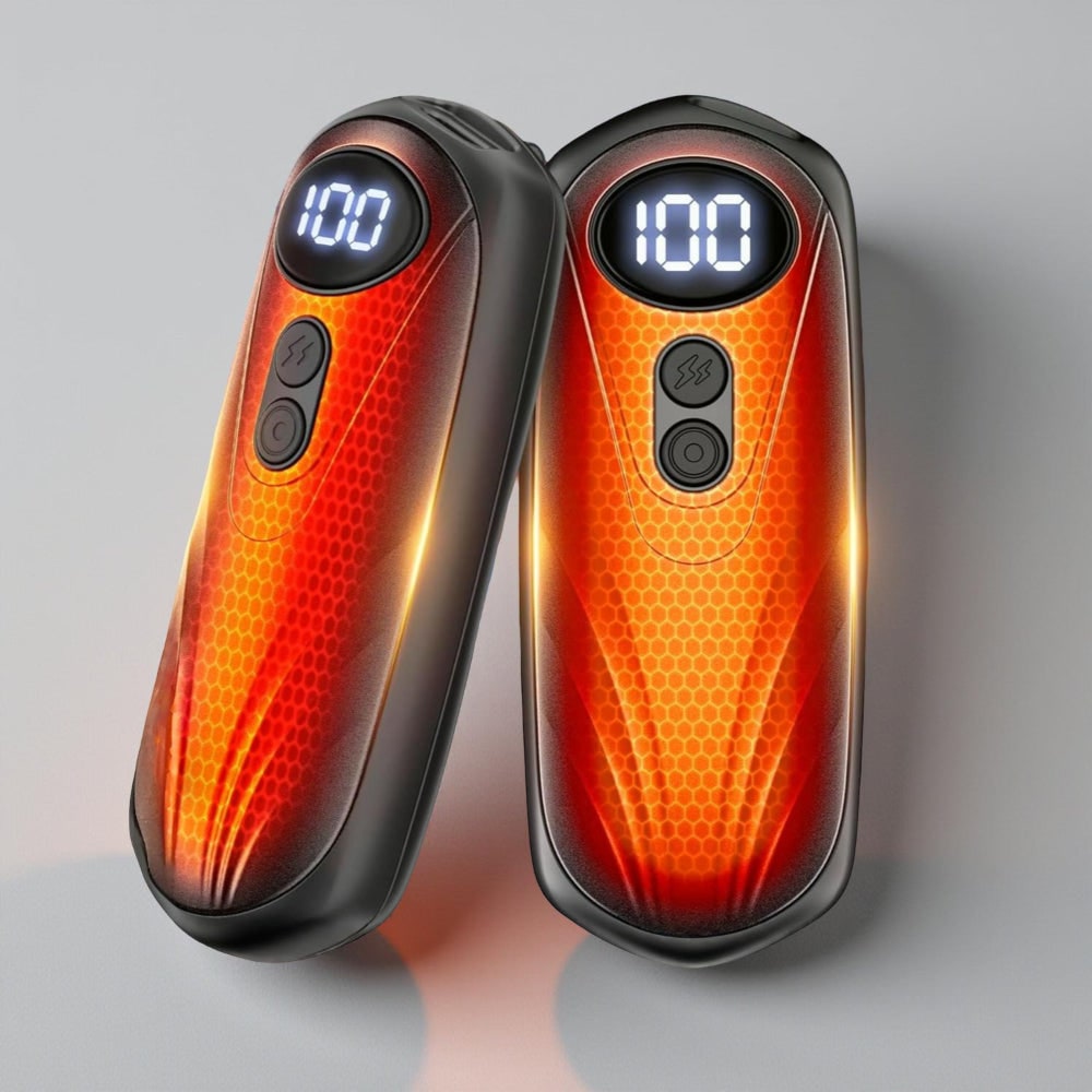 Rechargeable Hand Warmers 2 Pack - LED Display, Ergonomic, Five Adjustable Heat Settings