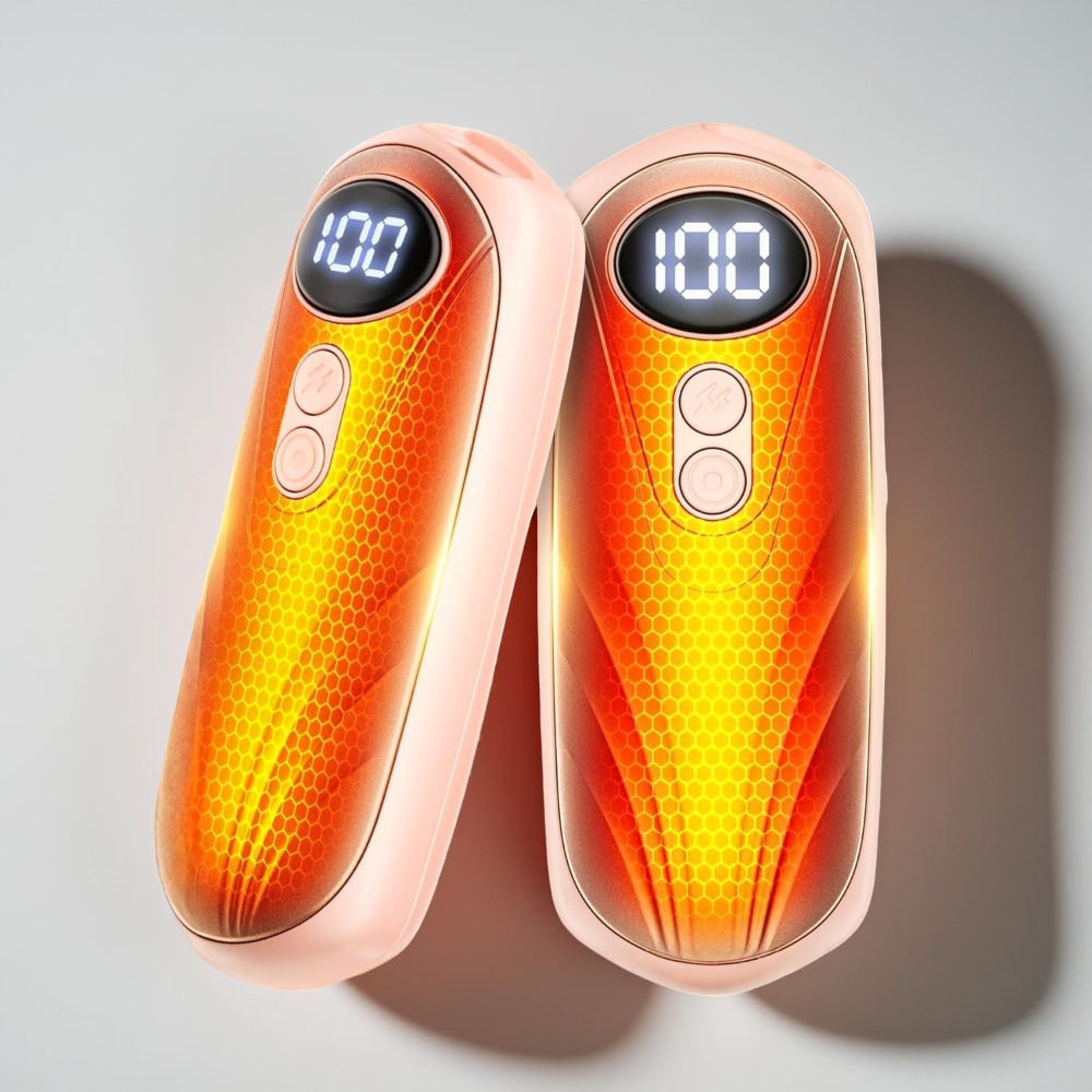 Chauffe-mains rechargeables, lot de 2 - affichage LED, design ergonomique, cinq réglages de chaleur ajustables