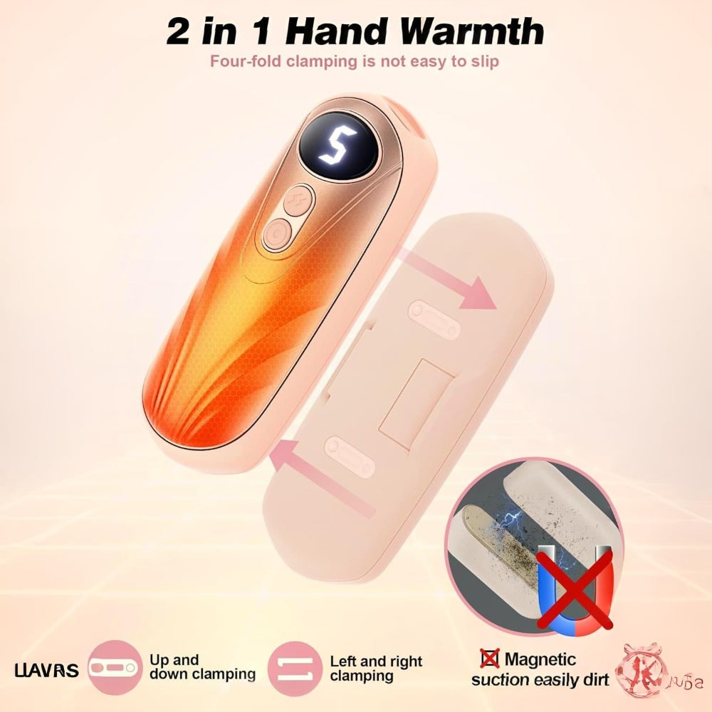 Chauffe-mains rechargeables, lot de 2 - affichage LED, design ergonomique, cinq réglages de chaleur ajustables