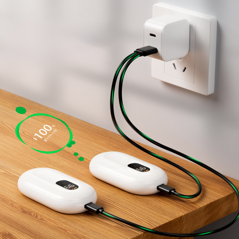 Lot de 2 chauffe-mains rechargeables — design ovale compact, réutilisable et magnétique
