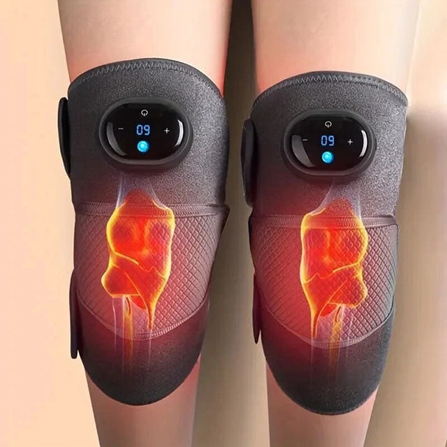 Rechargeable Heated Knee Massager Wrap — Vibration, Adjustable Heat, Digital Controls